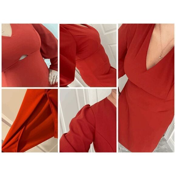 š Balloon SleeveĀ Keyhole SideāSlitāOrangeāFallāMidiāDressāSIZEāLāNWT - Picture 11 of 16